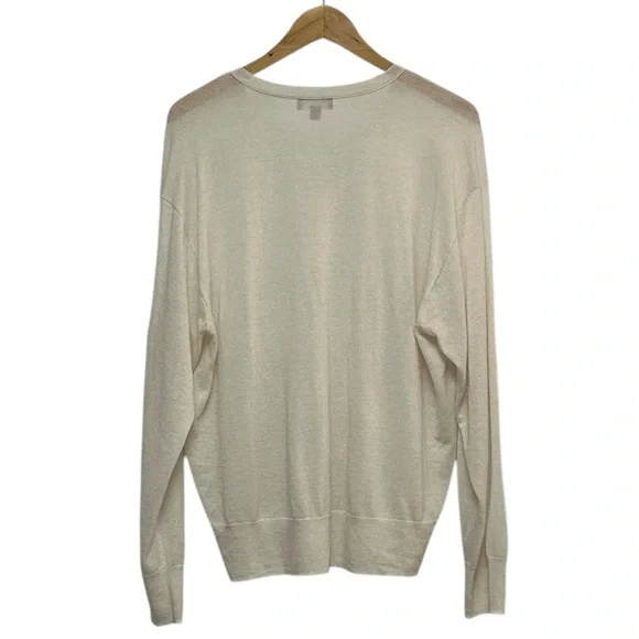 J. Crew Cashmere Relaxed V-neck Sweater in Heather Muslin Size Medium - Picture 3 of 7